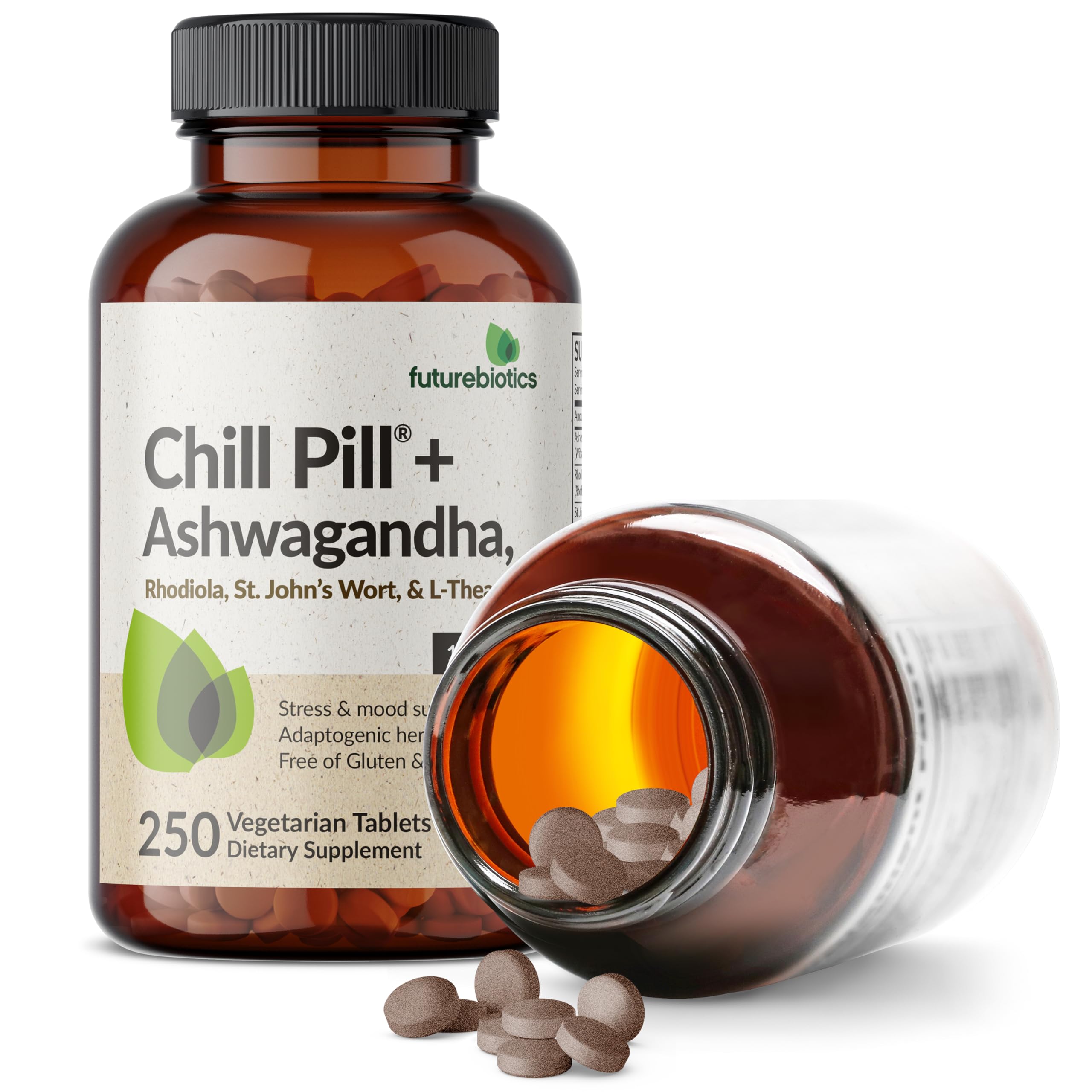 Futurebiotics Chill Pill etiqueta nutricional cercana, facilita verificar ingredientes