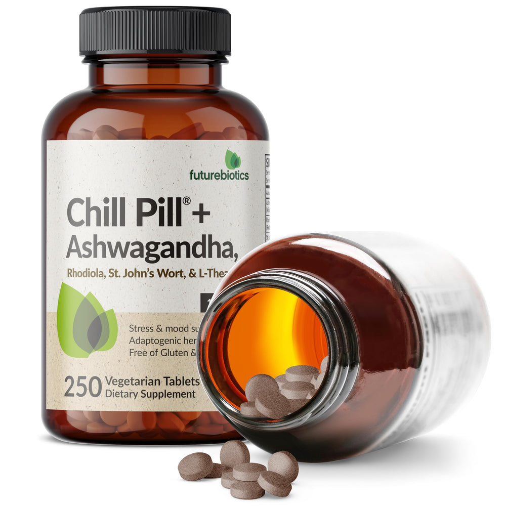 Futurebiotics Chill Pill etiqueta nutricional cercana, facilita verificar ingredientes