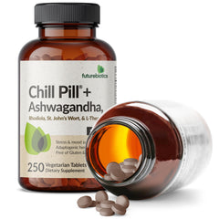 Futurebiotics Chill Pill etiqueta nutricional cercana, facilita verificar ingredientes