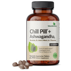 Futurebiotics Chill Pill paquete frontal mostrando envase y cantidad, aporta confianza