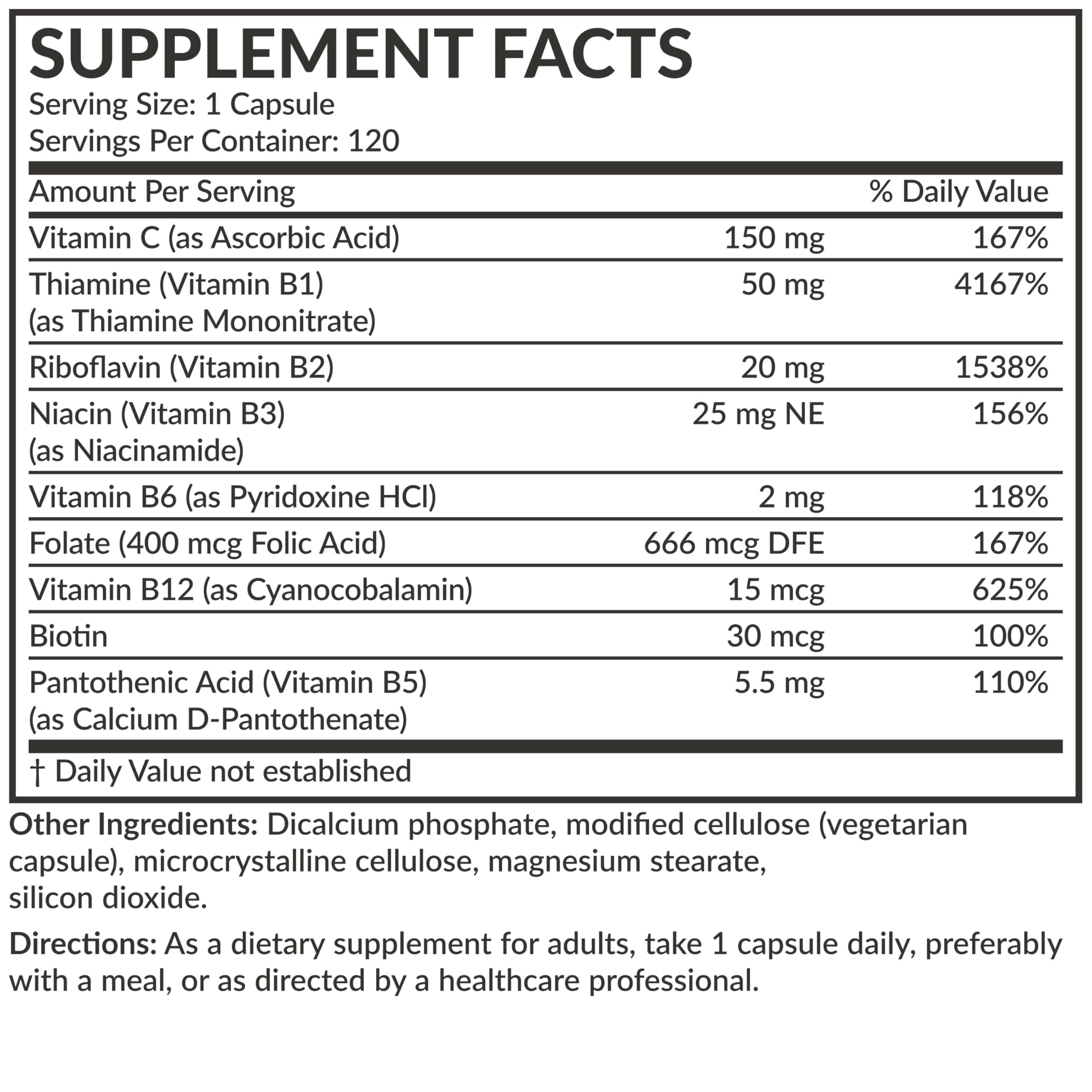 Futurebiotics etiqueta informativa que resalta ingredientes y calidad cGMP