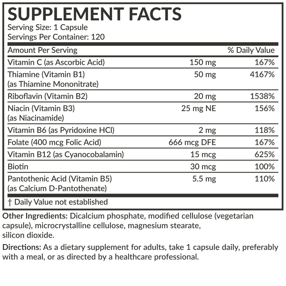 Futurebiotics etiqueta informativa que resalta ingredientes y calidad cGMP