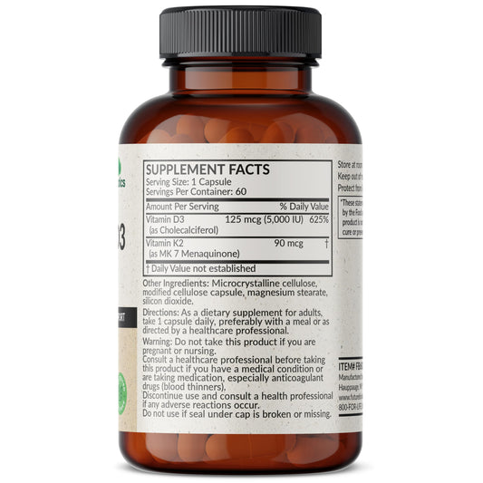 Frasco Futurebiotics K2-D3 con cápsulas para una ingesta fácil.
