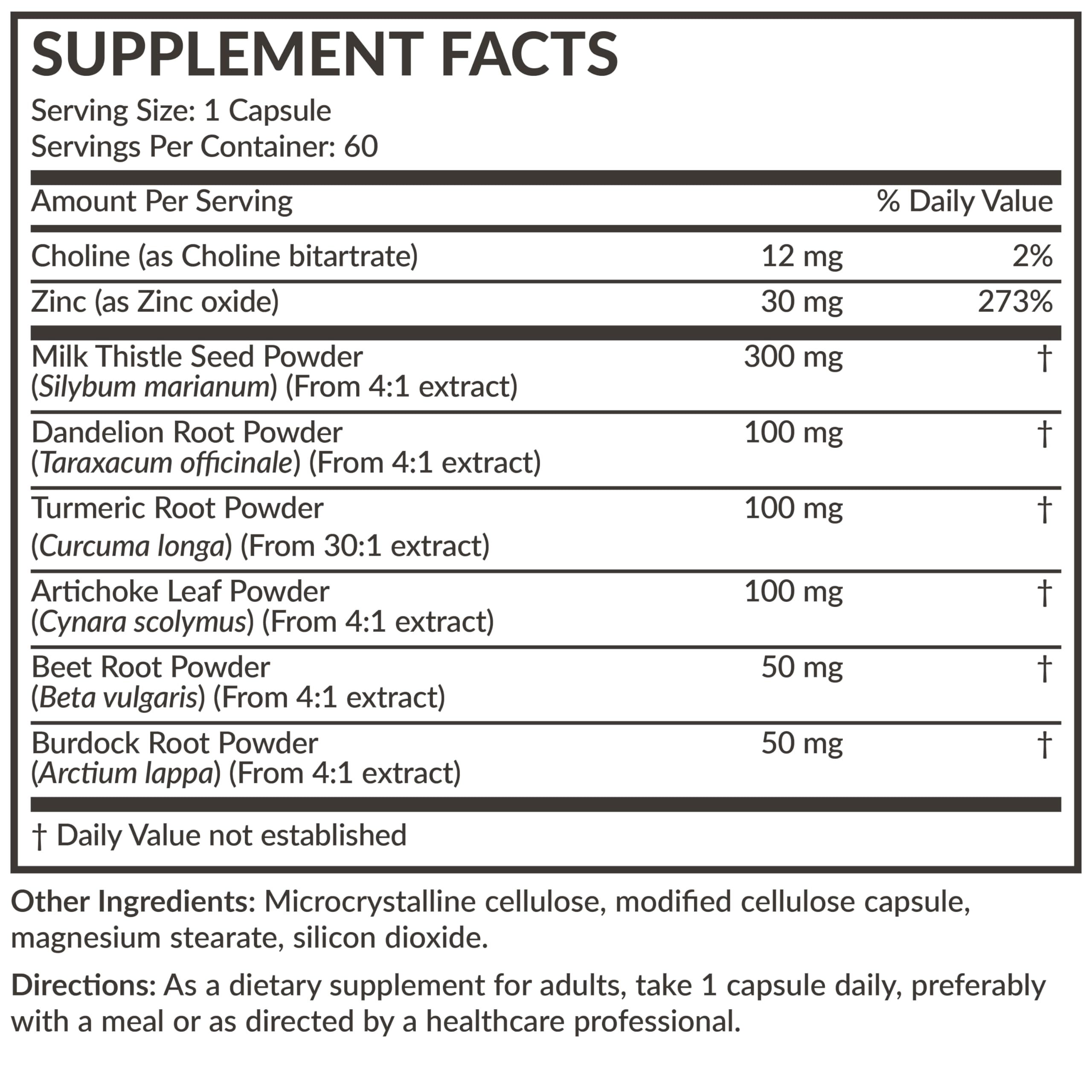 Fórmula Futurebiotics Liver Detox sin OGM, adecuada para dietas vegetarianas.