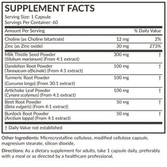 Fórmula Futurebiotics Liver Detox sin OGM, adecuada para dietas vegetarianas.