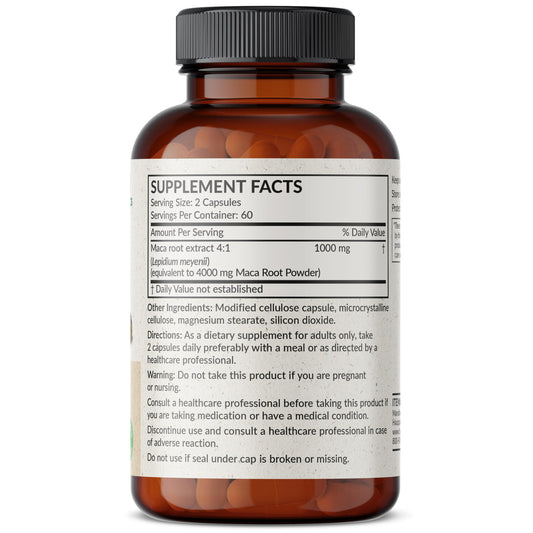 Cápsulas vegetarianas de Maca Raíz de Futurebiotics para vitalidad sostenida