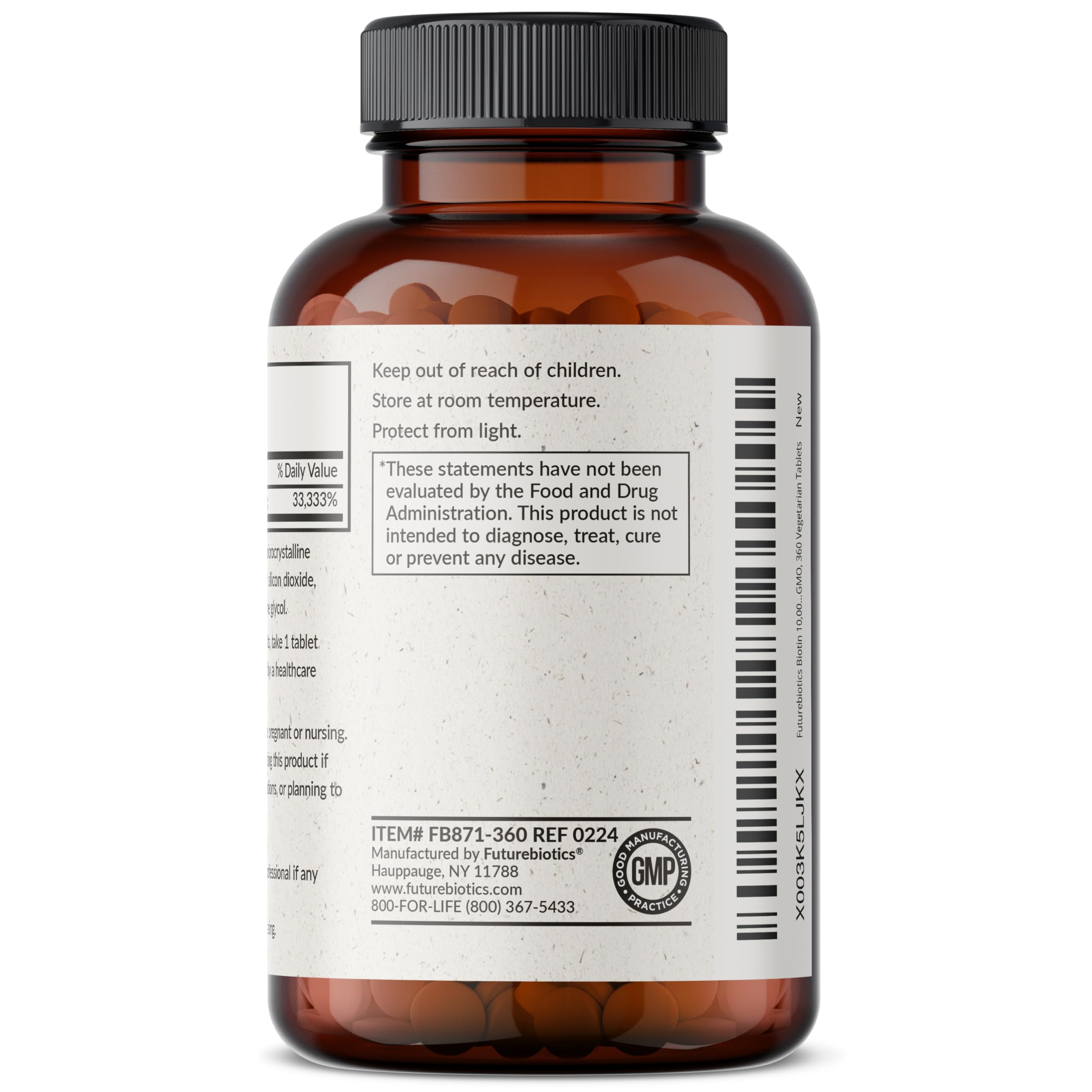 Futurebiotics sello cGMP en etiqueta que evidencia control de calidad