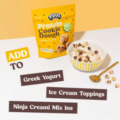 Escena de estilo de vida con FUUL Cookie Dough en mochila lista para viaje