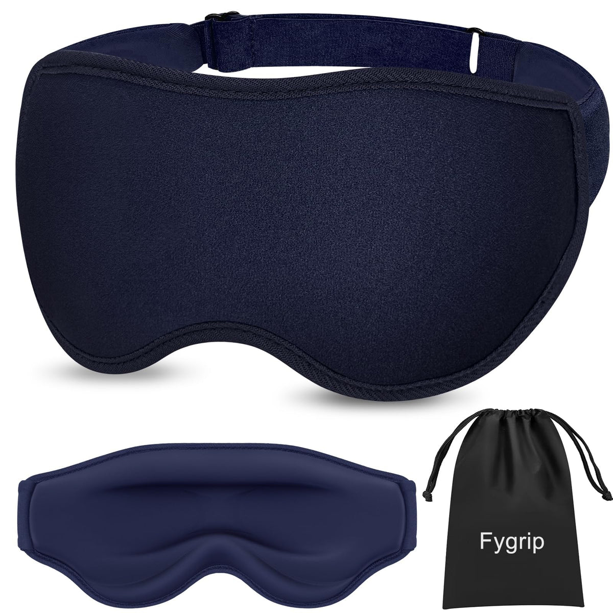 FYGRIP máscara frontal azul mostrando diseño ergonómico y bloqueo de luz