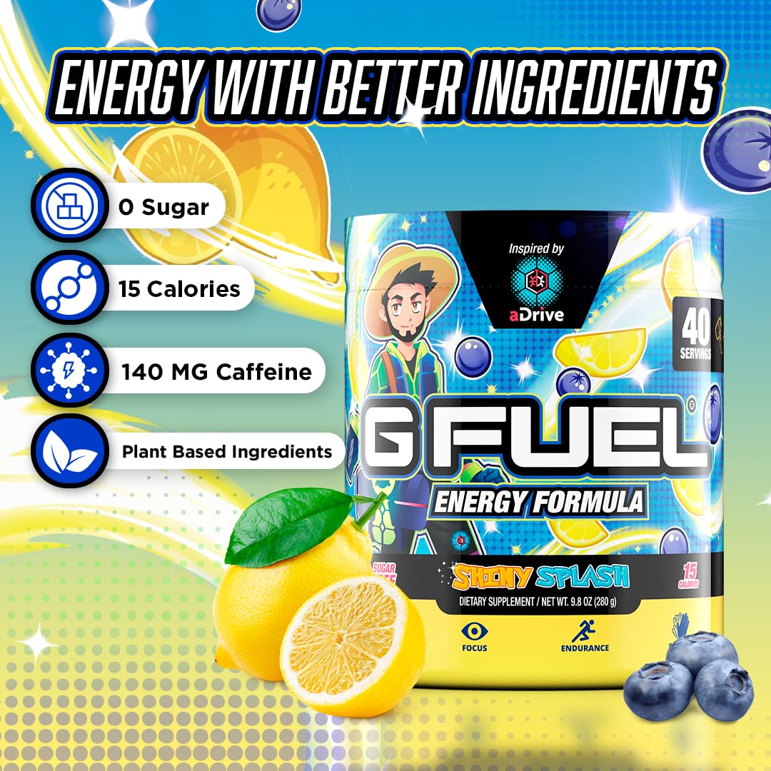 G Fuel aDrive polvo textura fina destacando disolución rápida
