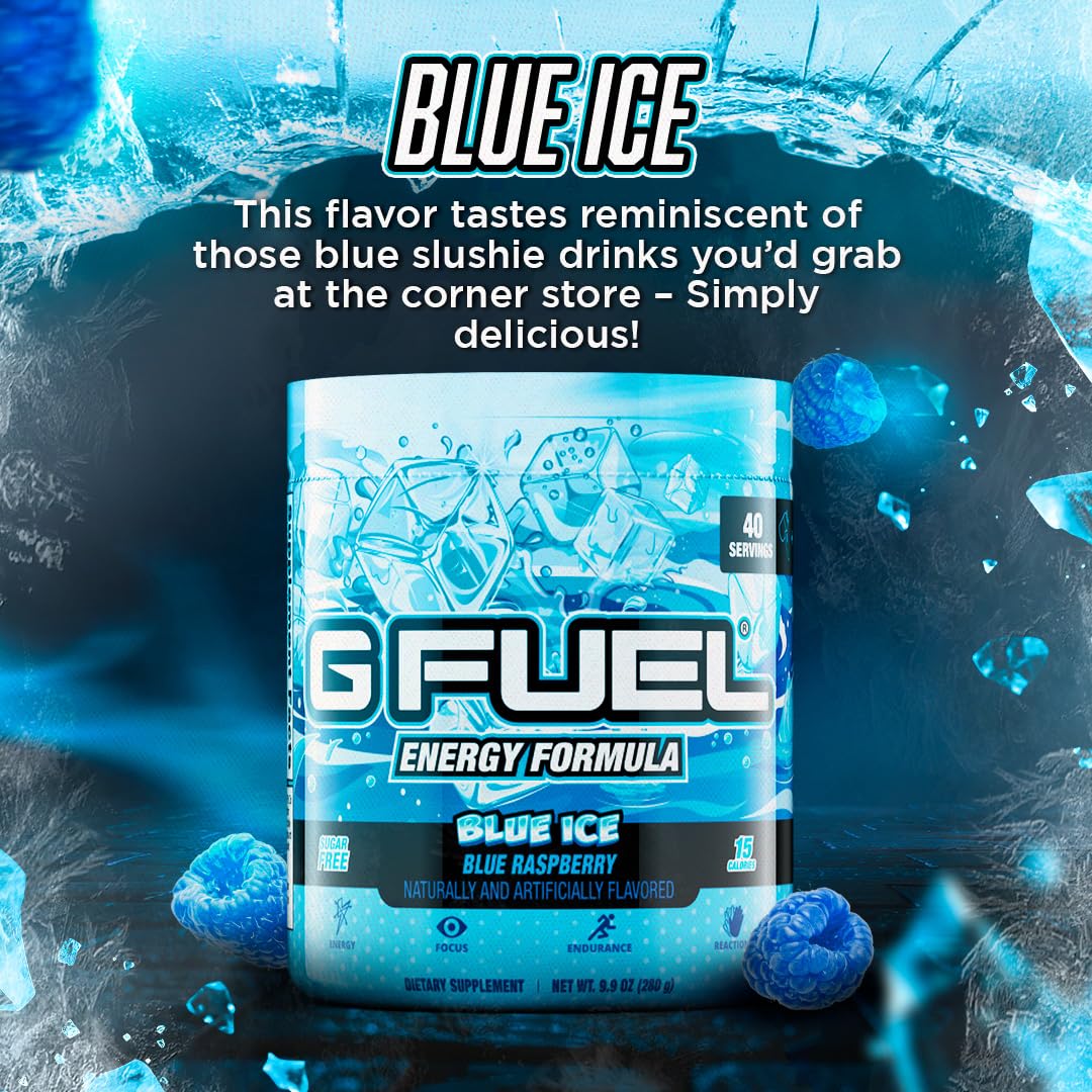G Fuel envase junto a una mano para comparar tamaño y 40 servicios