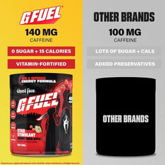 G Fuel envase junto a mano para comparar tamaño y cantidad de servicios