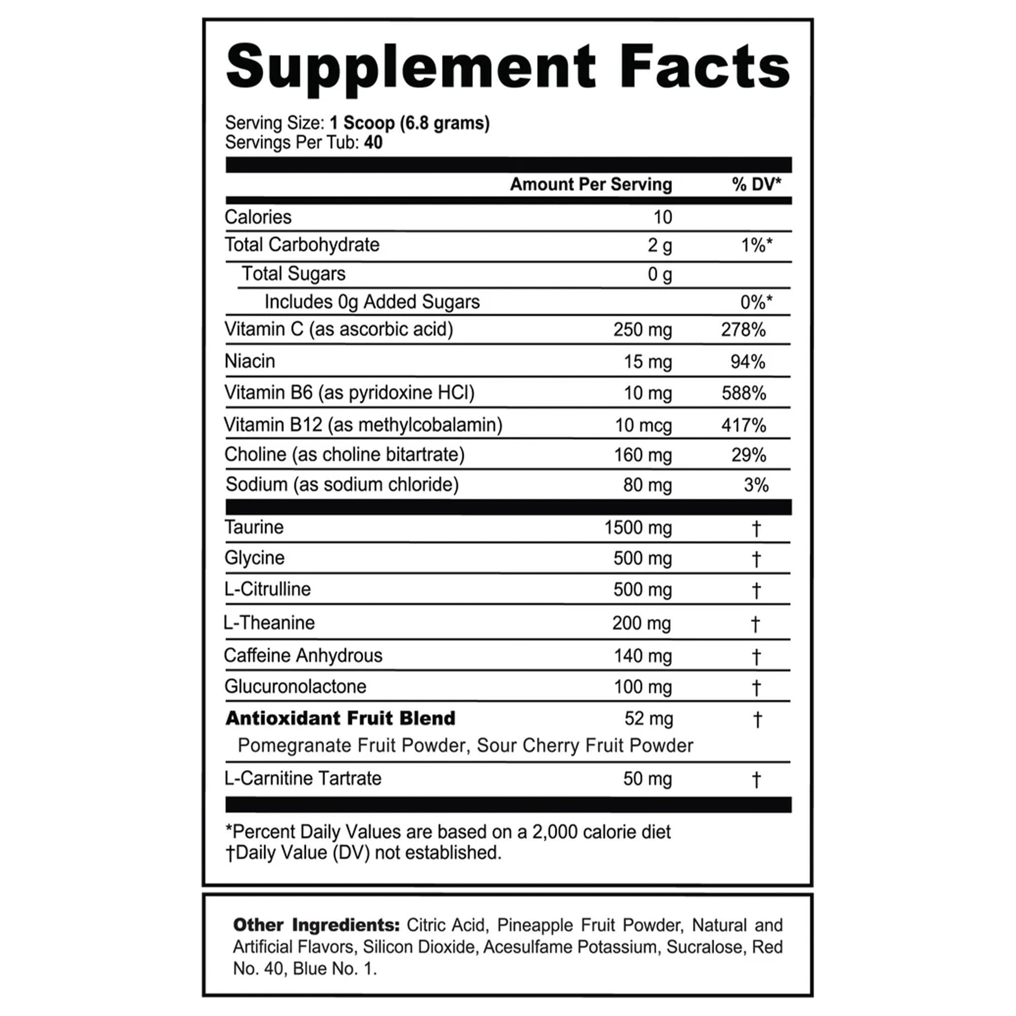 G Fuel etiqueta con ingredientes, facilita verificar vitaminas y cafeína