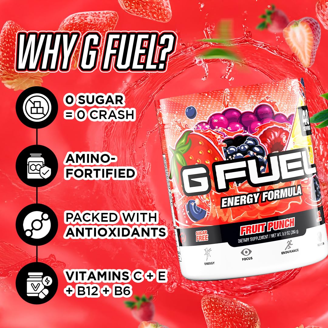 G Fuel etiqueta de ingredientes y vitaminas para transparencia nutricional
