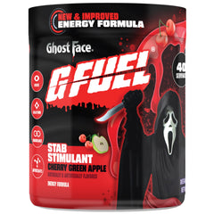 G Fuel frontal del envase mostrando marca y sabor, atractivo visual