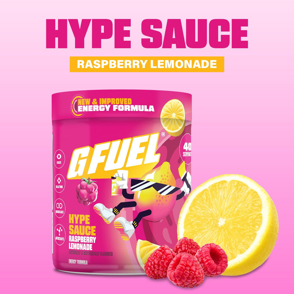 Vaso con bebida G Fuel preparada color rosado refrescante lista para consumo