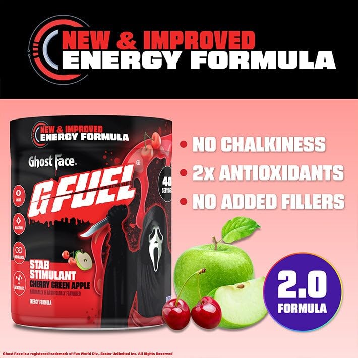 G Fuel textura del polvo en cuchara, demuestra solubilidad y mezcla fácil