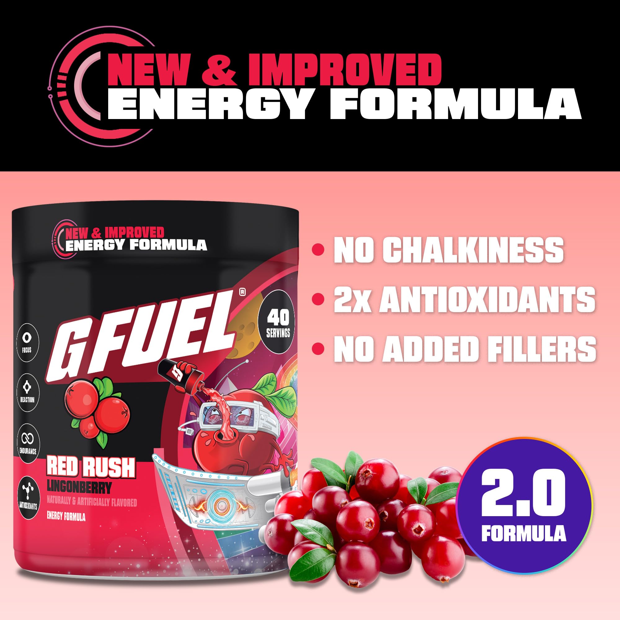 G Fuel detalle de etiqueta y cierre que destaca ingredientes clave