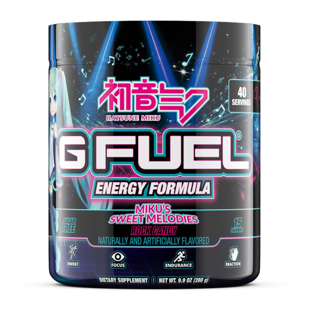 G Fuel Sweet Melodies frontal mostrando diseño y beneficio energético