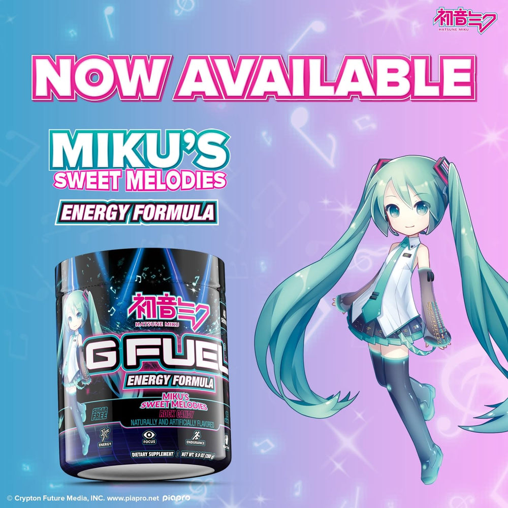 G Fuel Sweet Melodies detalle del tarro resaltando ingredientes y vitaminas