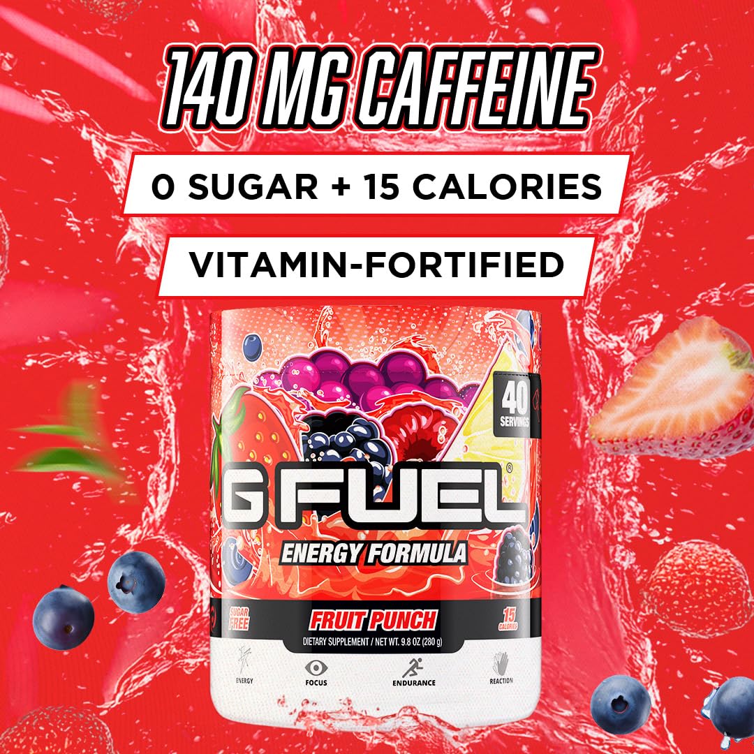 G Fuel polvo close-up que muestra textura fina y mezcla frutal