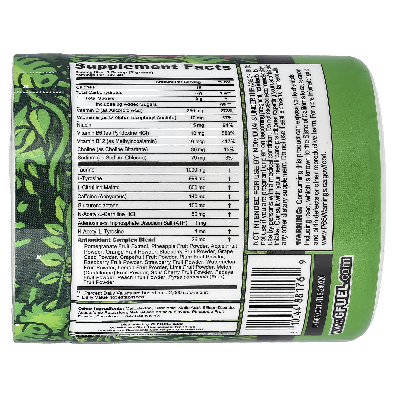 G Fuel polvo y vaso mezclado mostrando solidez y sabor refrescante