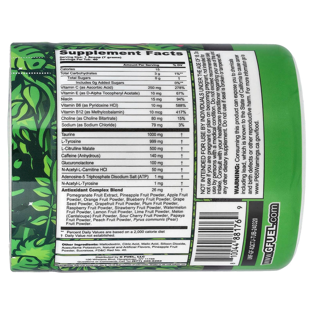 G Fuel polvo y vaso mezclado mostrando solidez y sabor refrescante