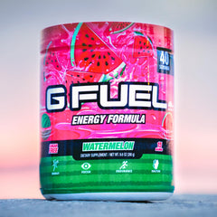 G Fuel comparación de tamaño del envase y la cuchara medidora incluida