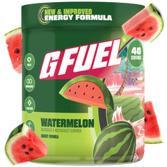 G Fuel frontal del envase mostrando 40 servicios y sabor sandía