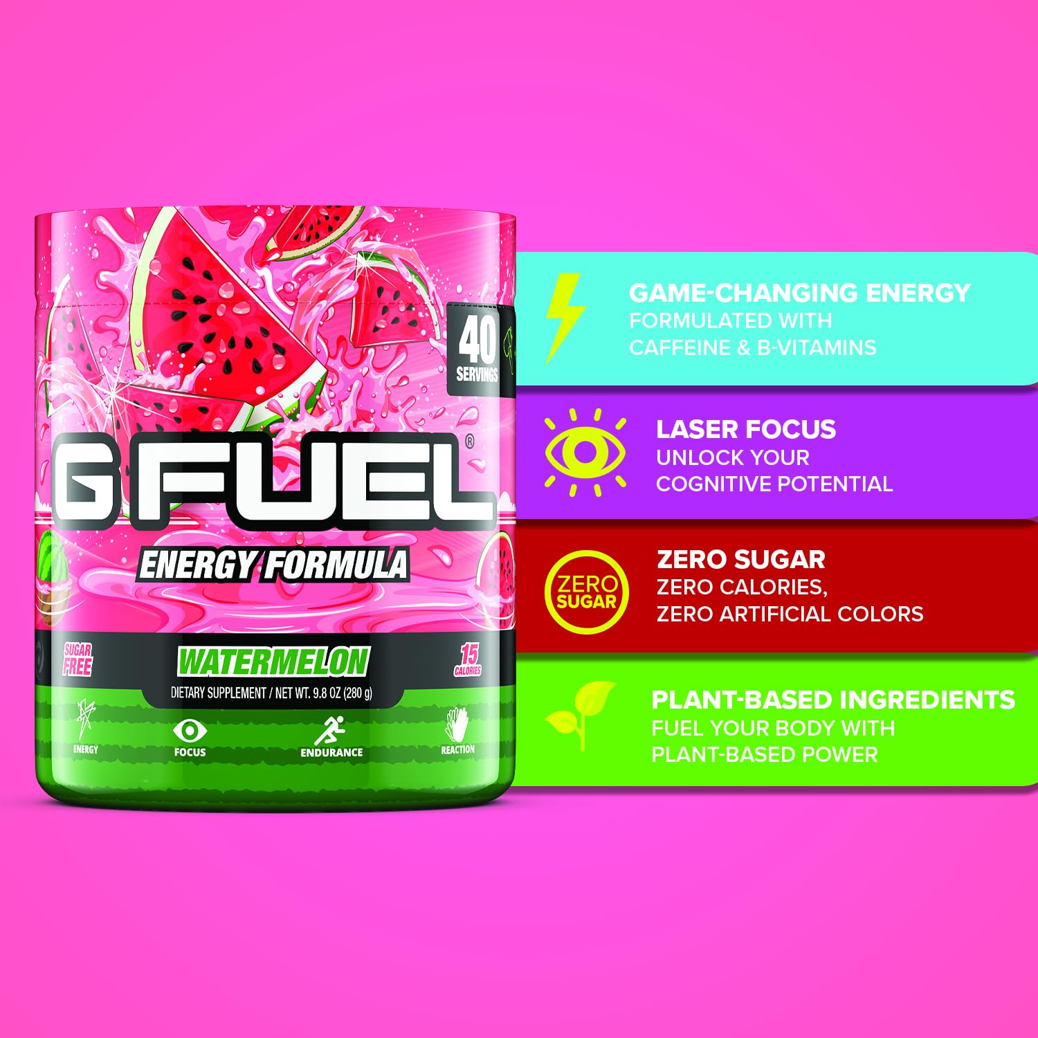 G Fuel detalle del polvo Watermelon con textura fina y disolución rápida
