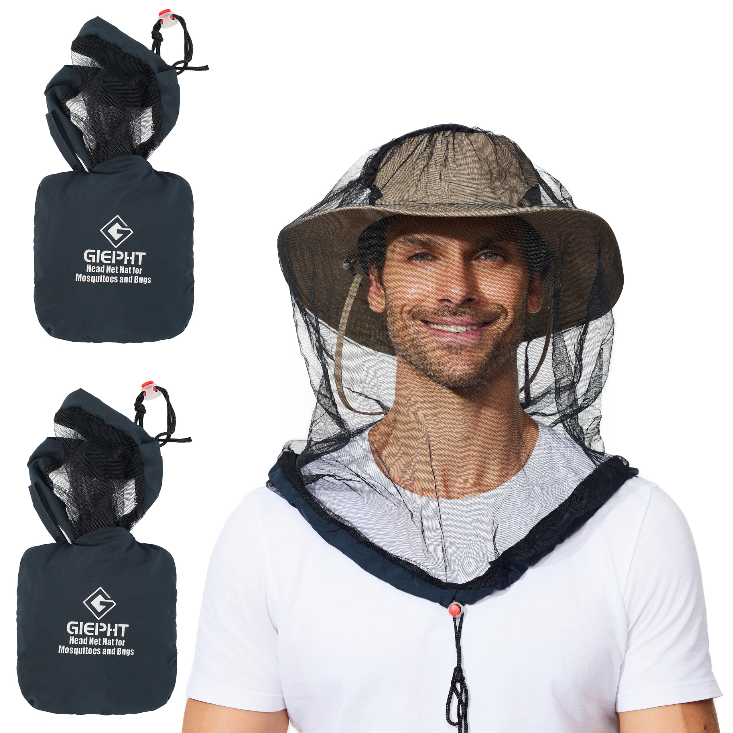 G GIEPHT malla frontal sobre sombrero mostrando cobertura facial y cuello