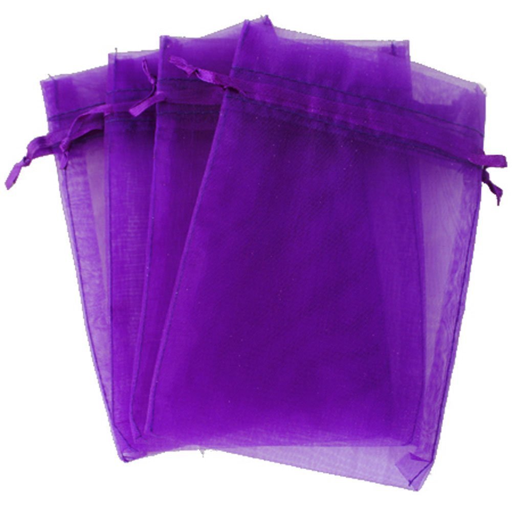 G2PLUS bolsa organza morada frontal mostrando presentación elegante