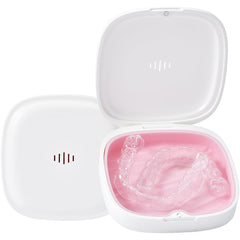Gaboolo estuche frontal blanco rosa mostrando diseño compacto y protección