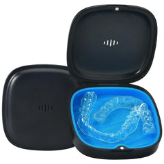 Gaboolo estuche frontal negro azul mostrando diseño compacto y transporte seguro