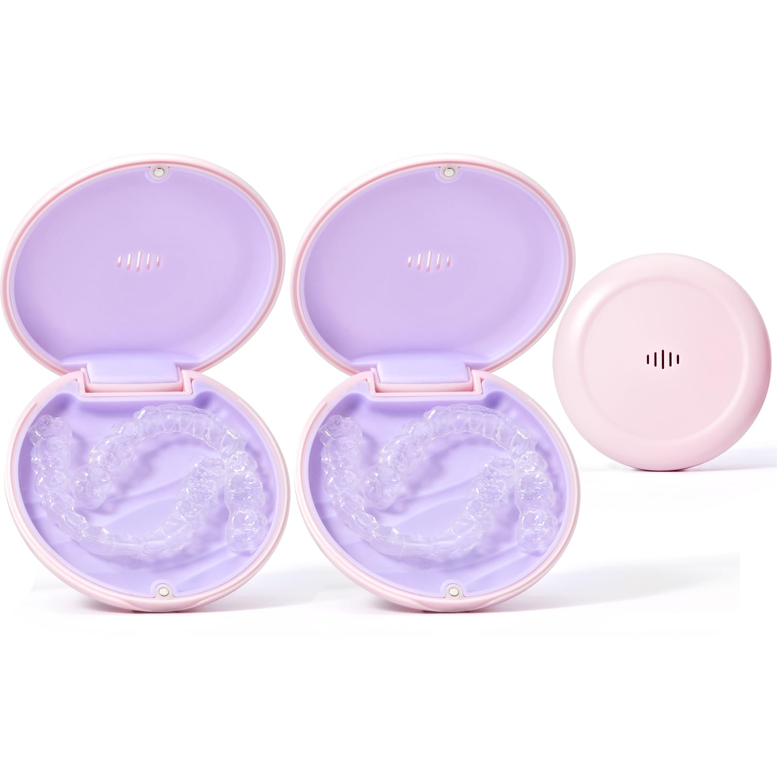 Gaboolo estuche frontal rosa y morado, protección discreta para alineadores