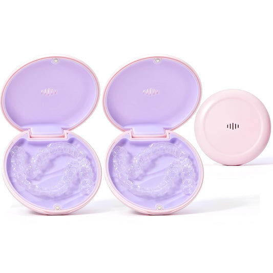 Gaboolo estuche frontal rosa y morado, protección discreta para alineadores