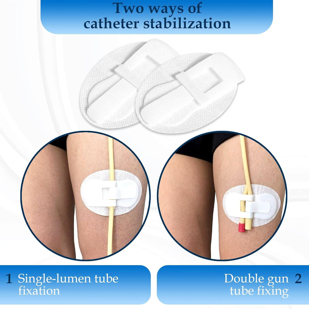 Gadget Beyond catéter asegurado en pierna mostrando sujeción estable