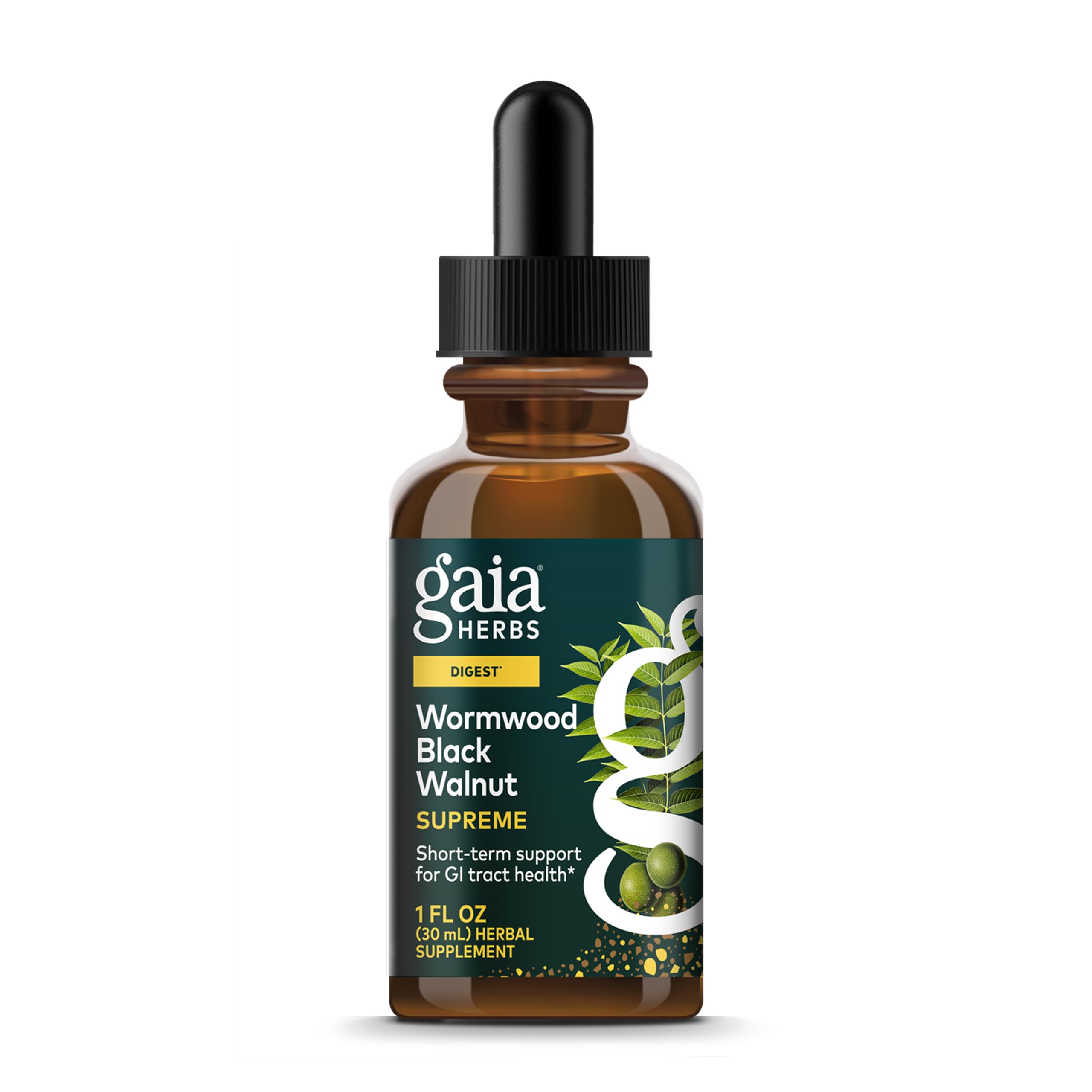 Gaia Herbs botella frontal con etiqueta clara para soporte digestivo