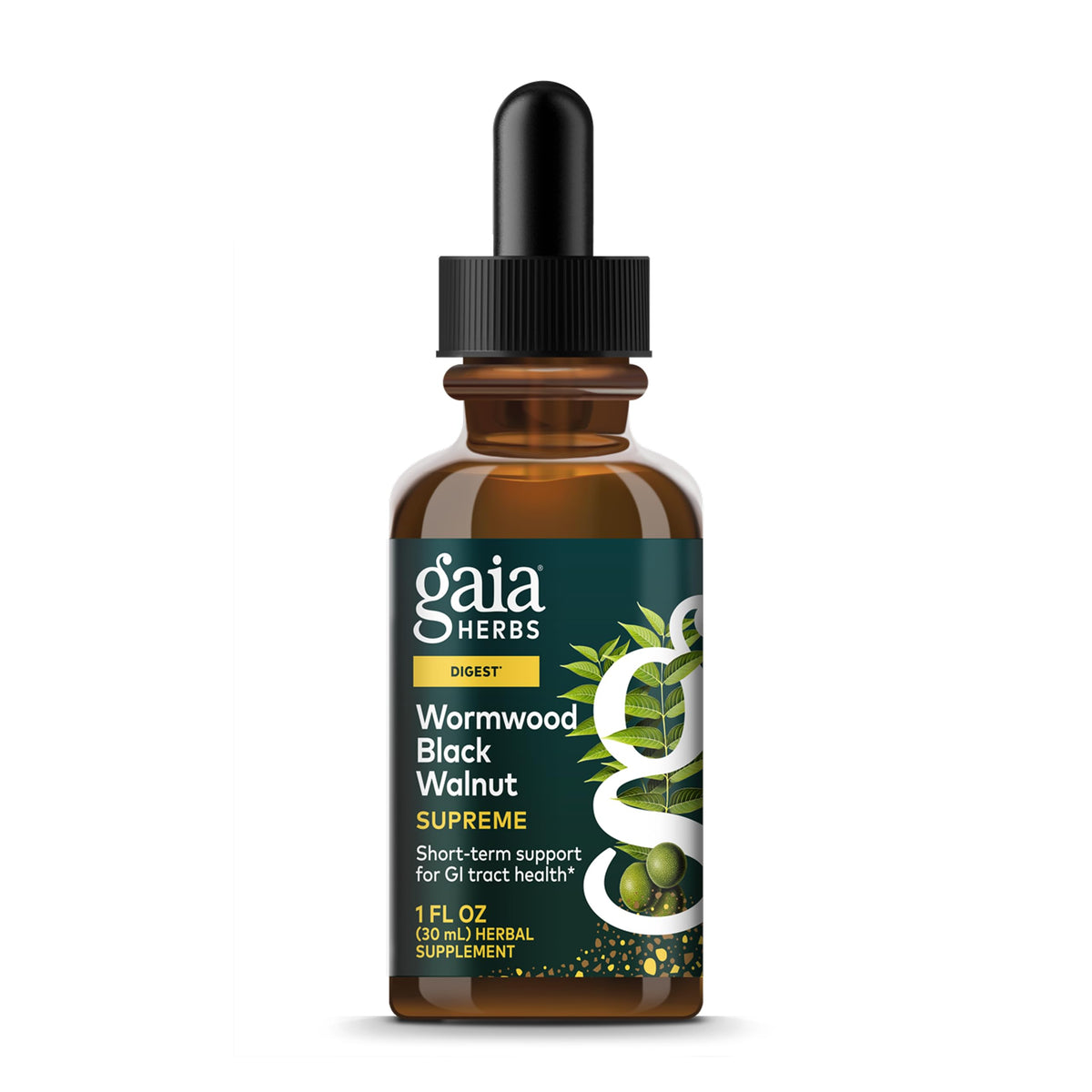 Gaia Herbs botella frontal con etiqueta clara para soporte digestivo