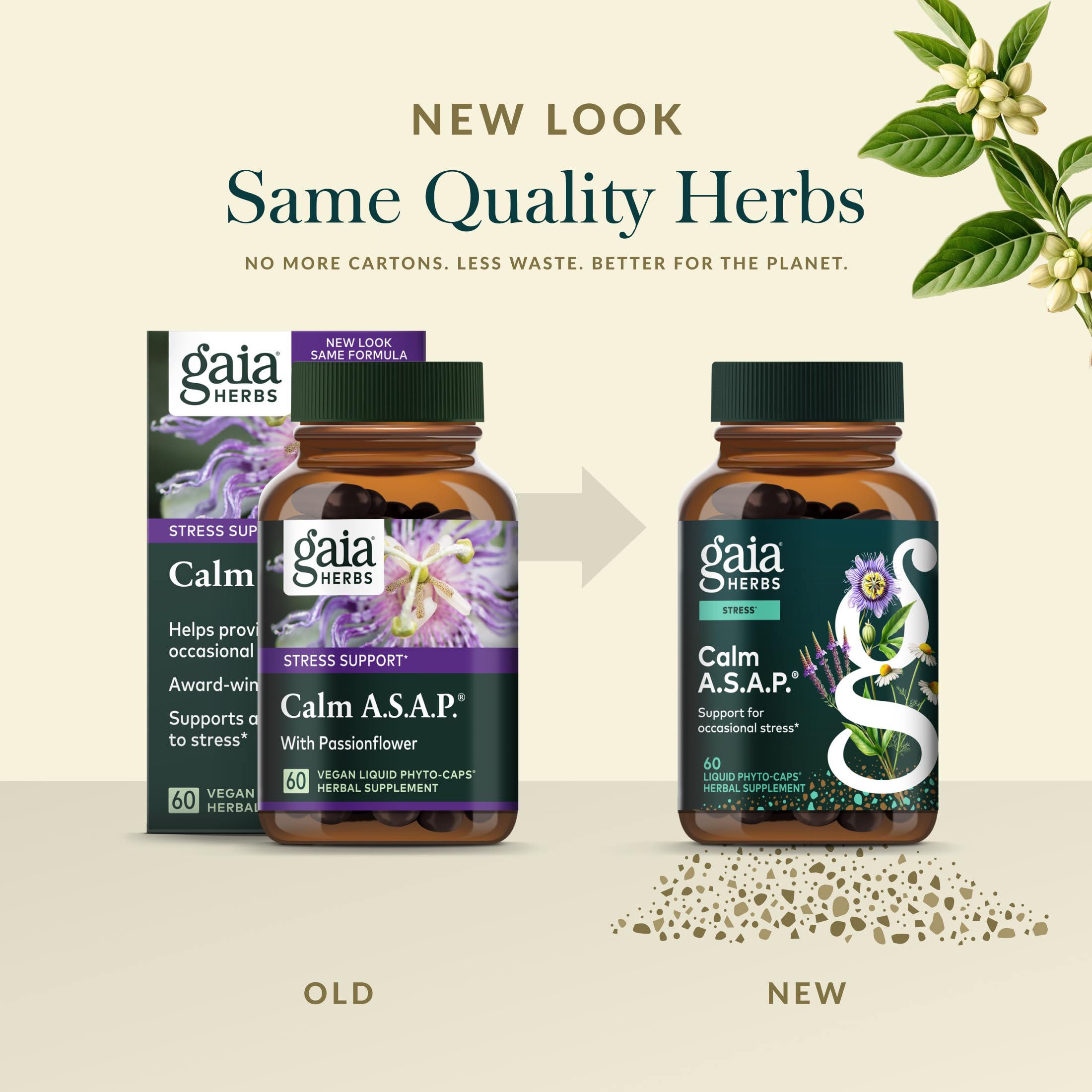 Gaia Herbs cápsula abierta mostrando líquido interior y pureza