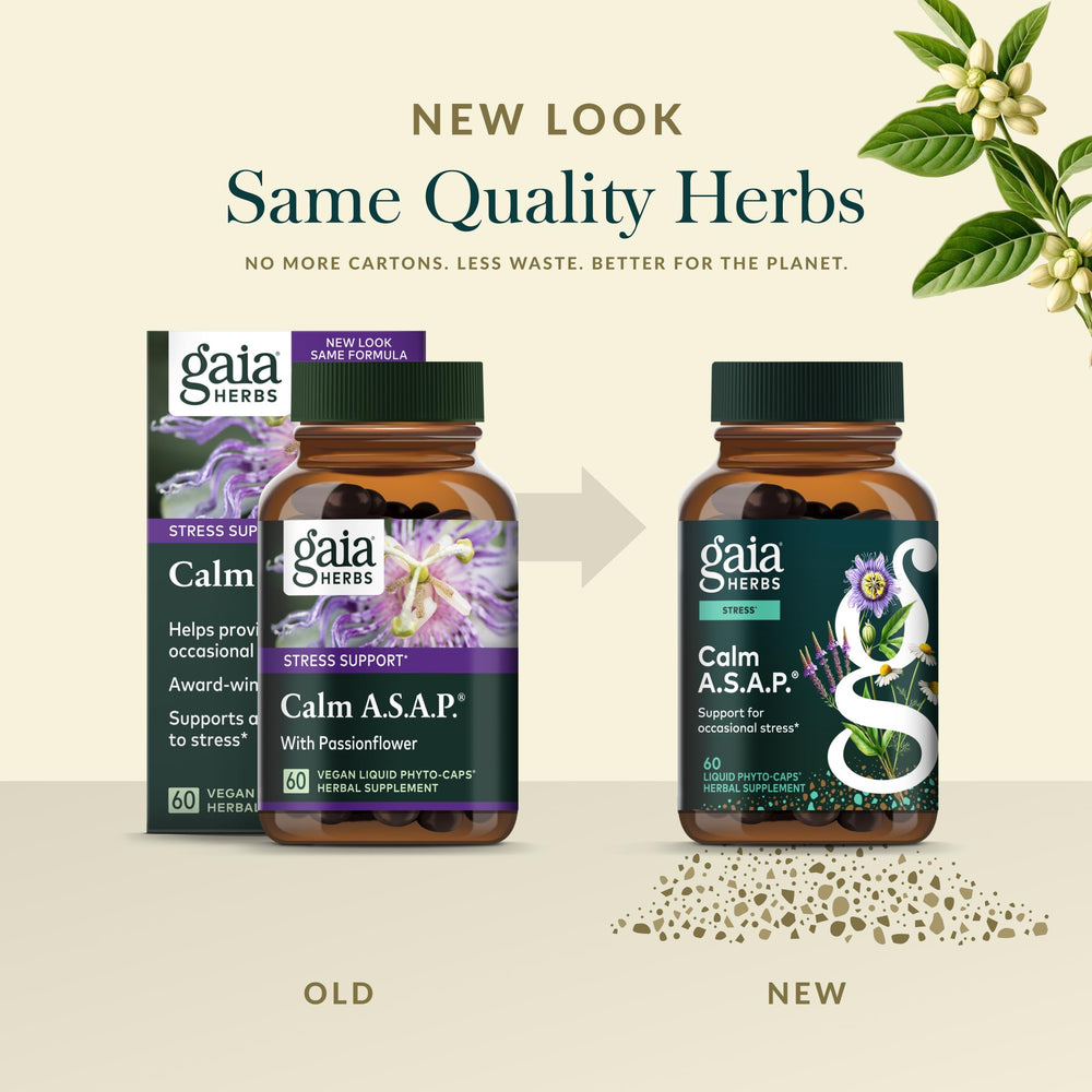 Gaia Herbs cápsula abierta mostrando líquido interior y pureza