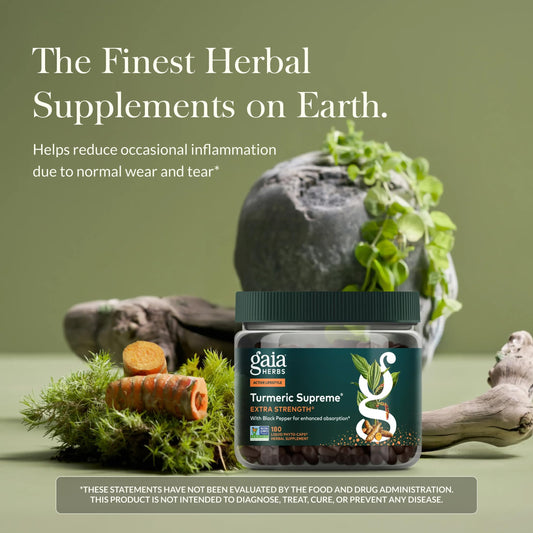 Gaia Herbs close-up de cápsula líquida resaltando textura y pureza
