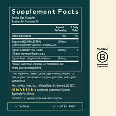 Gaia Herbs cápsulas veganas en primer plano que facilitan la toma diaria