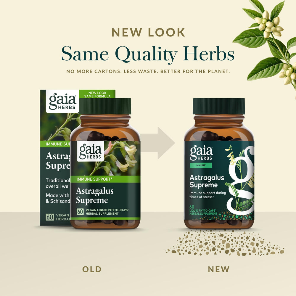 Gaia Herbs cápsulas en mano listos para tomar con facilidad