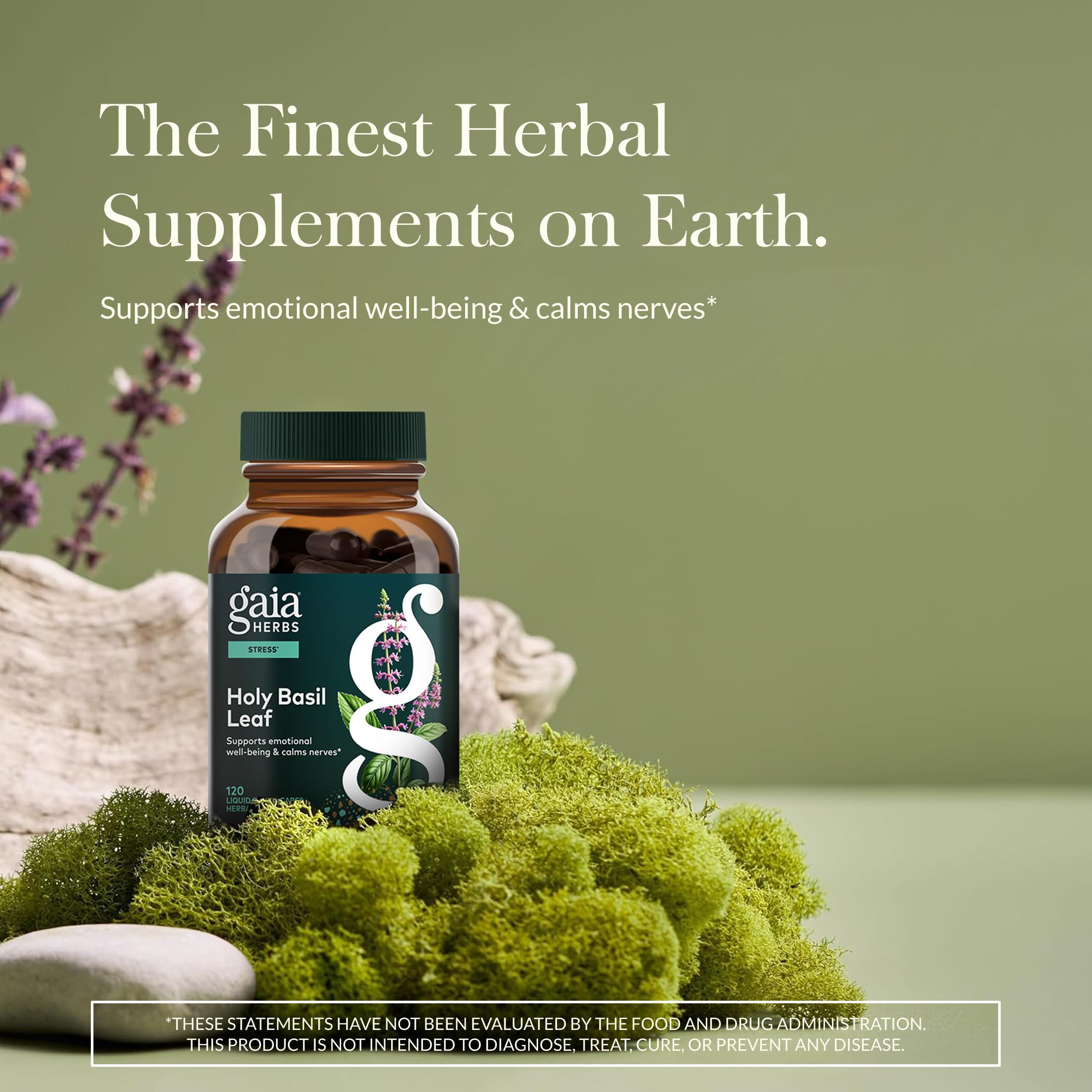 Gaia Herbs etiqueta con ingredientes y certificaciones, transparencia en origen