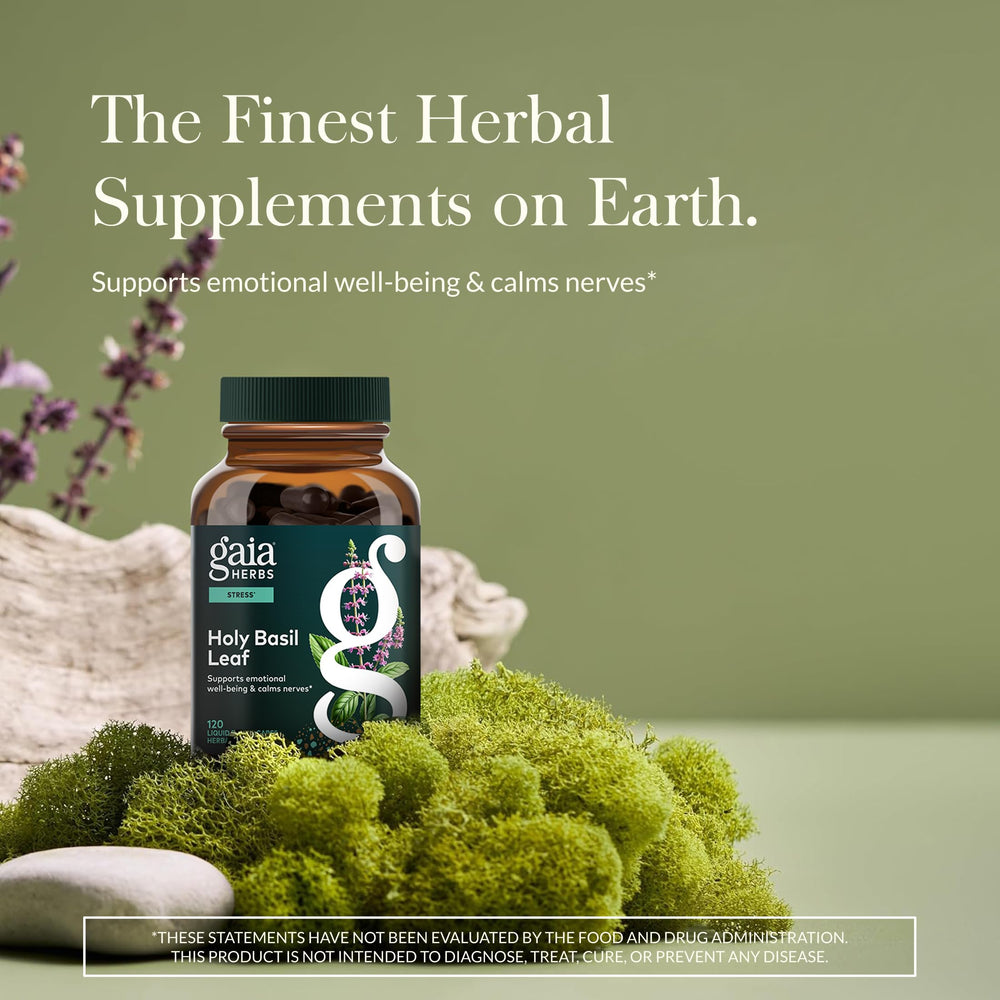 Gaia Herbs etiqueta con ingredientes y certificaciones, transparencia en origen