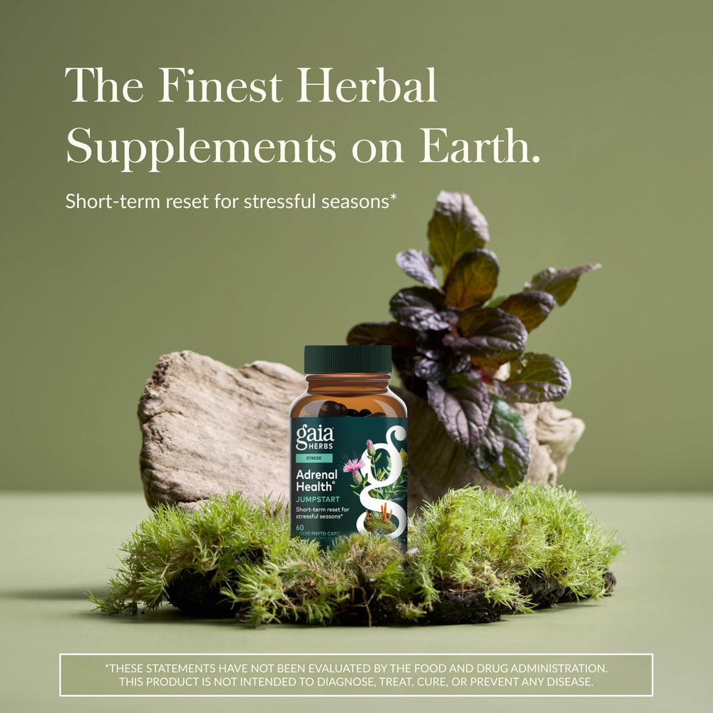 Gaia Herbs etiqueta con lista de ingredientes y beneficios para transparencia