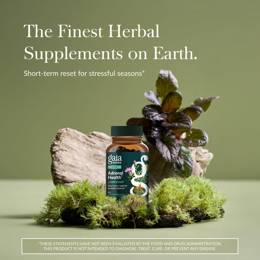 Gaia Herbs etiqueta con lista de ingredientes y beneficios para transparencia