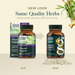 Gaia Herbs cápsula en mano para comparar tamaño y cantidad