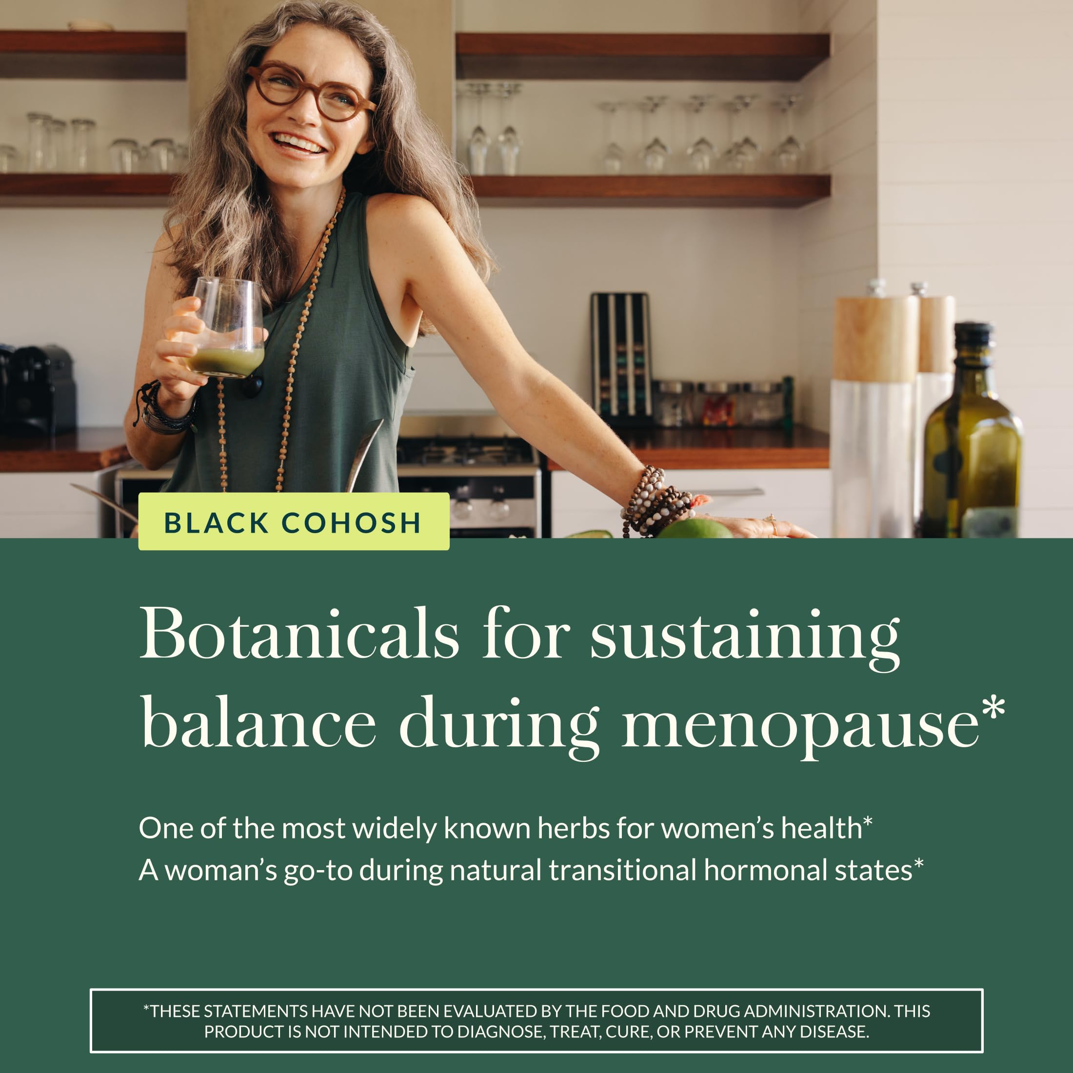 Gaia Herbs envase abierto mostrando cápsulas veganas, conveniencia diaria